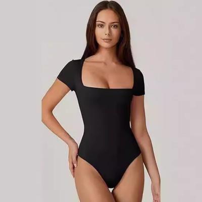 Women's Square Neck Short Sleeve Long Sleeve Bodysuit Sexy Body Suits Shirt Slim Fitted Tops Bodysuits