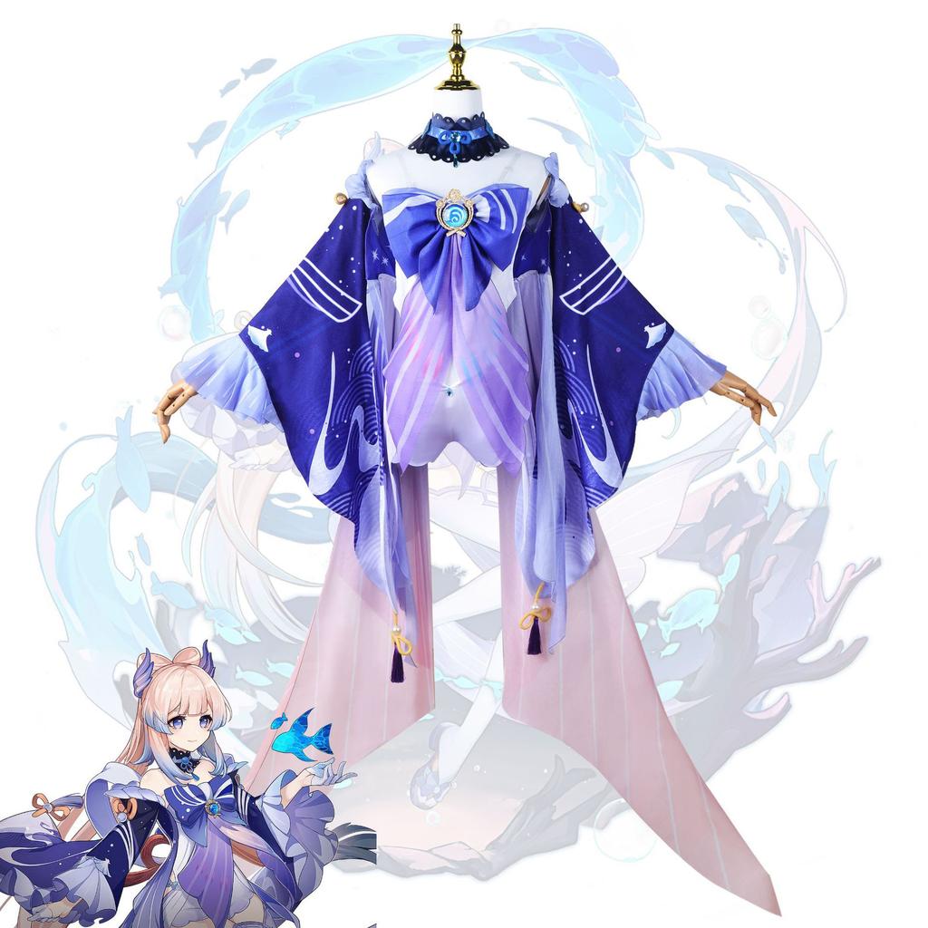 Game  Sangonomiya Kokomi Cosplay Costumes Anime Wig Halloween Party Uniform Costumes for Women Dress Role Play Clothing