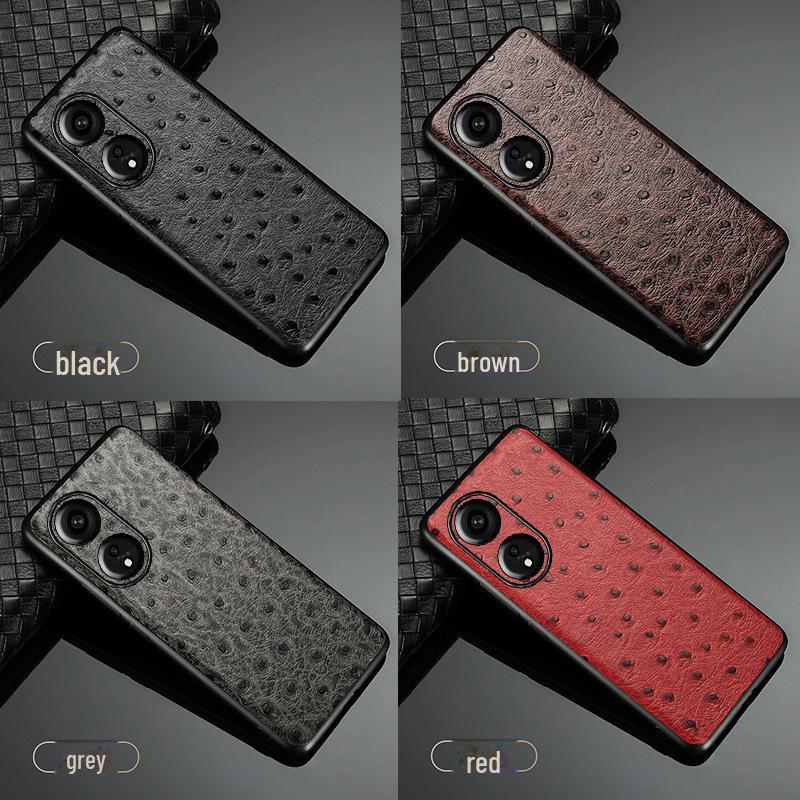 

Защитный чехол из натуральной кожи с рисунком страуса для OPPO A1/A2Pro A1 Pro чёрный