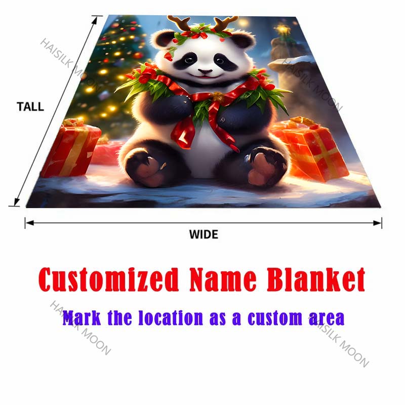 1PC Festive Panda with Christmas Decorations Pattern Blanket Flannel Material Soft Warm for All Seasons Home Outdoor Camping