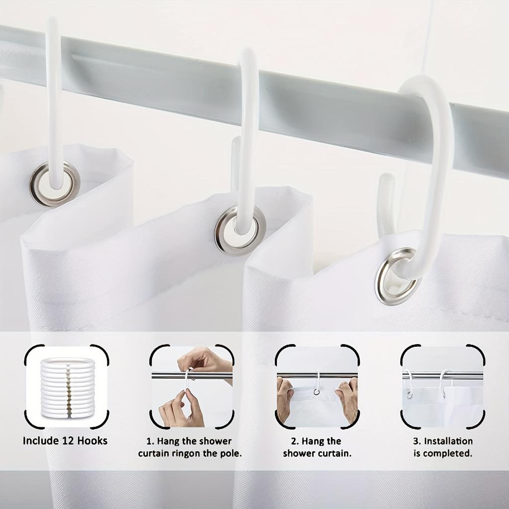 Diverse Style Shower Curtain With Hooks Waterproof Easy Install Washable For Home Hotel Apartment Bathroom