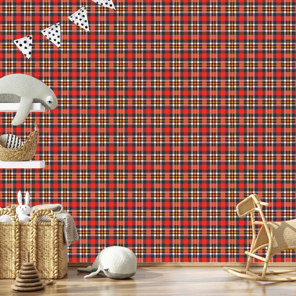 Red and graphite checkered wallpaper for living room and bedroom 50x1000