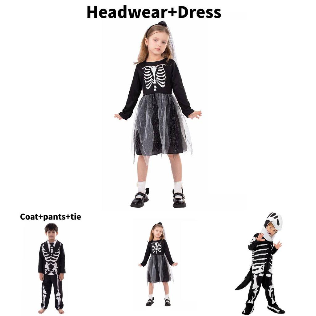 Skeleton Cosplay Costume For Kids Halloween Party And Stage Show