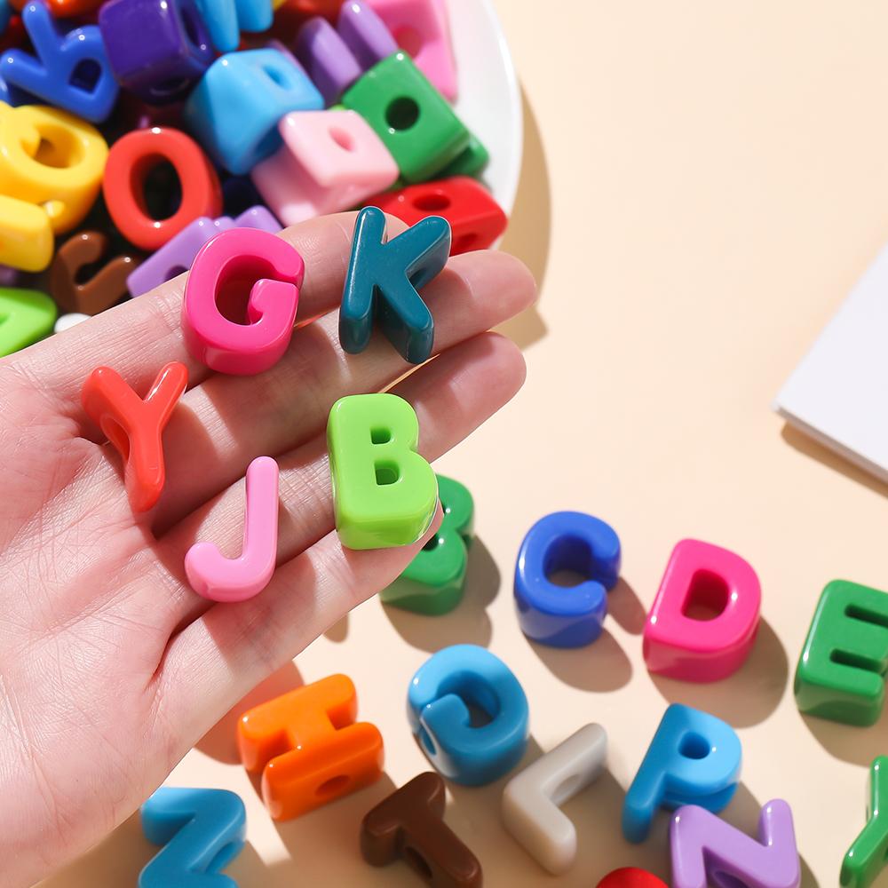 5Pcs A-Z Acrylic Big Hole Letter Beads Mix Colour Loose Spacer Beads for Making Key Chain Bracelet DIY Craft Jewelry Accessories