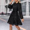 Abito Lungo Elegante Retrò in Pizzo Europeo e Americano - Multicolore Stile Primavera e Autunno