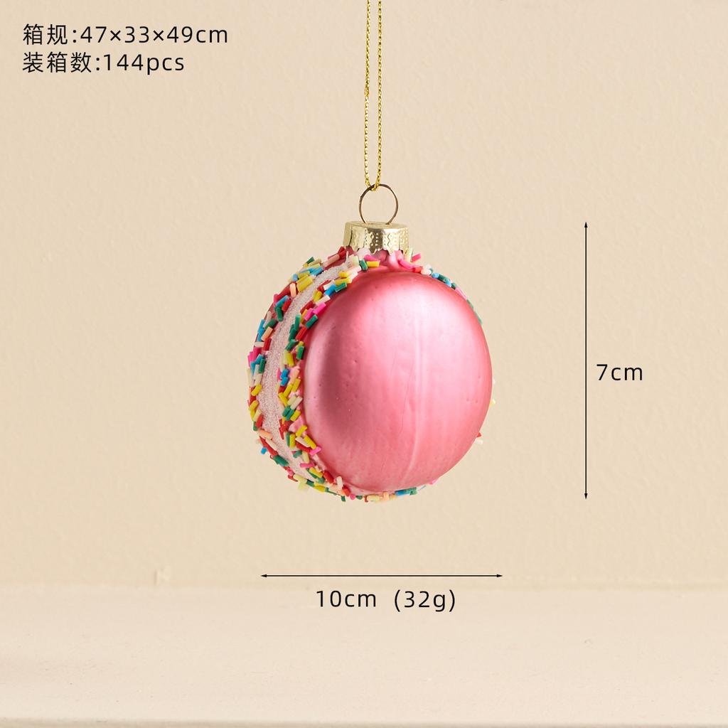 Uniquely Shaped Glass Christmas Ball - Macaron Cake Painted Ornament for Tree Decoration Colorful Holiday Decor