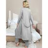 Luxury and noble solid color knitted cotton short-sleeved trousers nightgown three-piece set loungewear pajamas women