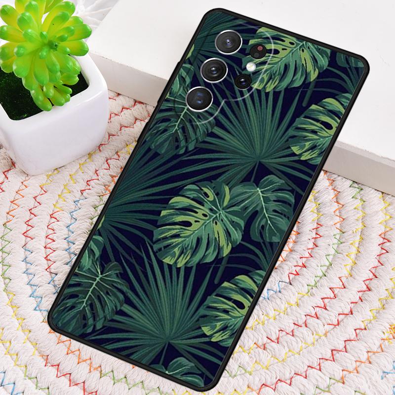 Green Tropical Leaves Leaf Silicone Phone Case For Samsung Galaxy note 10 pro S26 S25 S24 S23 S22 S21 Plus S25Ultra Capa Cover