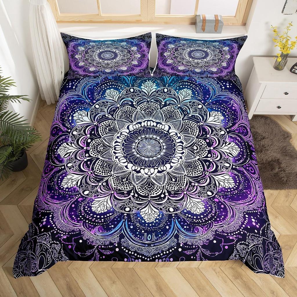 Comforter Mandala Floral Bohemian Flowers Bedding Set Microfiber Exotic Geometric Twin Full For Kids Adults Decor