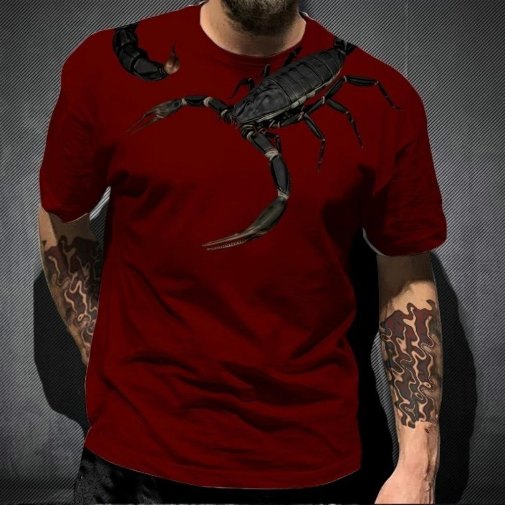 Men's Summer Short Sleeve Animal Scorpion 3D Printed T-shirt Fashion casual short sleeve Hip Hop street short sleeve T-shirt