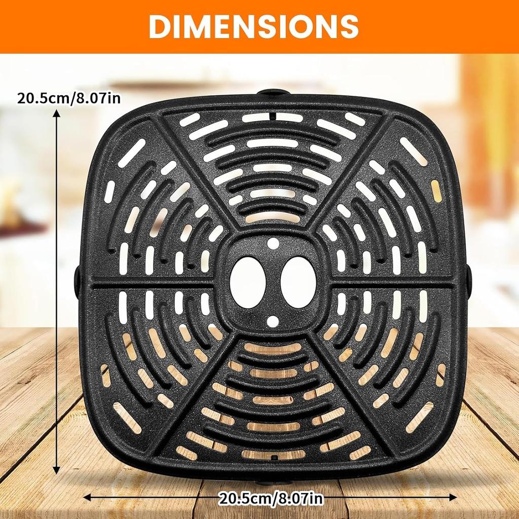 GWY Air fryer Grill Plate for Holstein Housewares 4.4QT Air Fryer,8.07×8.07 IN Food Grade Air Fryer Grill Pan Crisper Plate Replacement Parts Tray