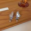 1 Pair Women Earrings Cubic Zirconia Inlaid Butterflies Shape Earrings Date Night Stud Earrings Jewelry Accessories