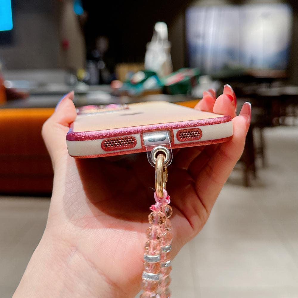 KEYSION Custodia per Telefono in TPU Colorata a Gradiente per iPhone 13 14 15 16 17 Pro Max 17 Air 16e 16 Plus Cover Posteriore Antiurto con Braccialetto di Cristallo