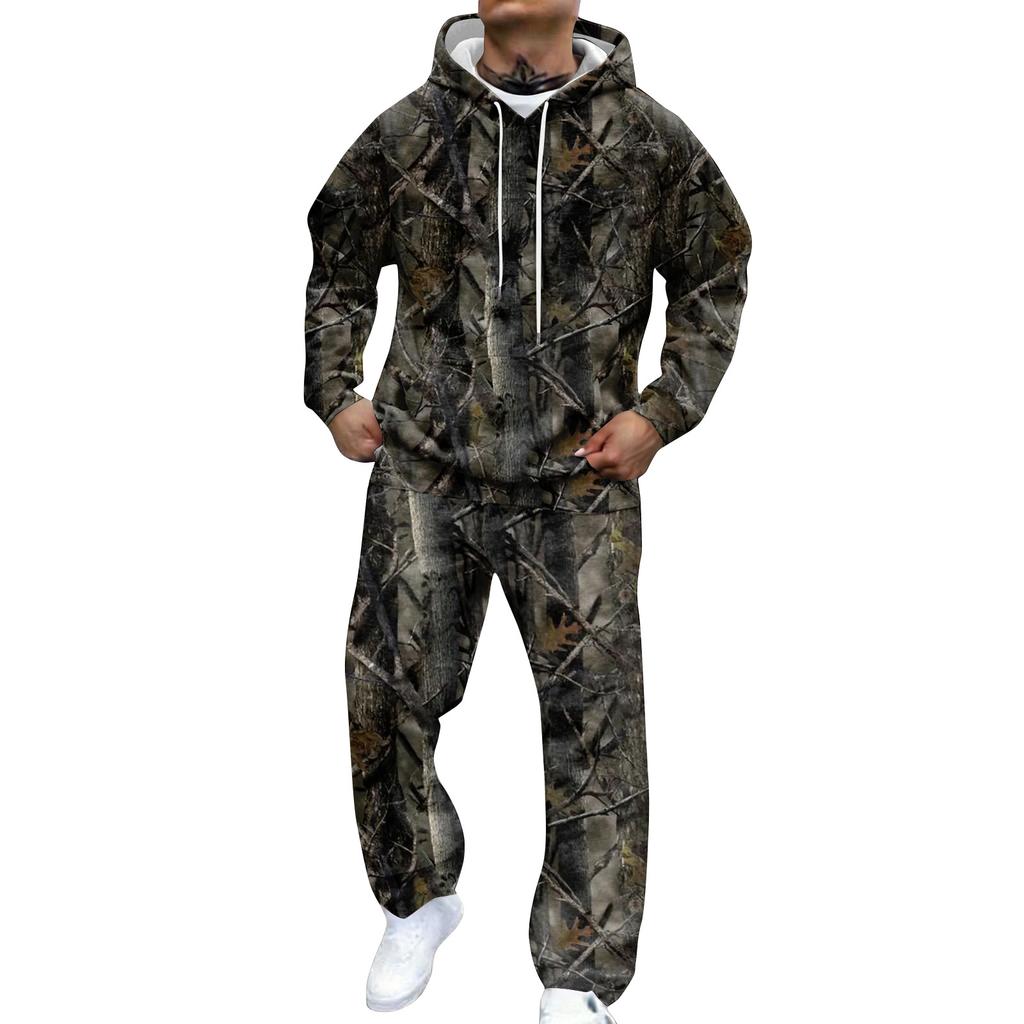 Men's Camouflage Hooded Sweatshirt And Sweatpants Casual Sports Suit
