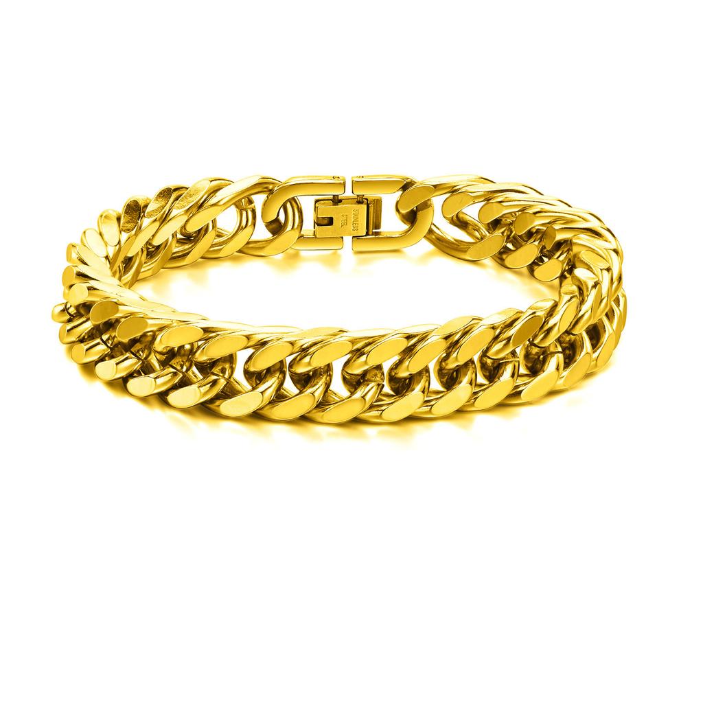 Herren Grobe 8/10/12/15MM Edelstahl Kubanische Kette Armbänder, Nie Verblassend Silberfarbe Metall Hip Hop Männliches Armband pulseira