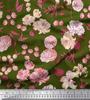 Soimoi Japan Crepe Satin Fabric Leaves,Peony & Dahlia Flower Printed Fabric 1 Metre 42 Inch