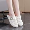 Fashion Round Head Flat Sandals Summer New Bao Head Deep Mouth Mesh Cloth Breathable Metal Buckle Soft Sole Non-slip Slippers