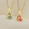Nidin New Arrival Romantic Heart Shape Rose Flower Pendant Necklace For Women Birthday Party Enamel Love Jewelry Accessories
