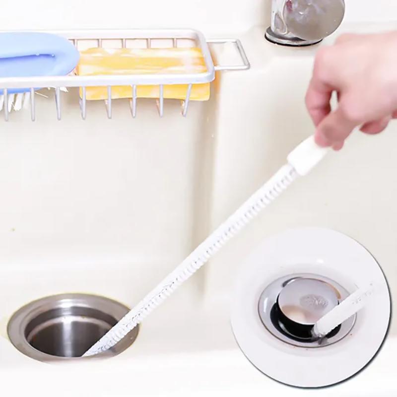 45cm Portable Pipe Dredging Strip Hair Brush Cleaner Foldable Sink Drain Cleaner Sticks Clog Remover Kitchen Cleaning Tool