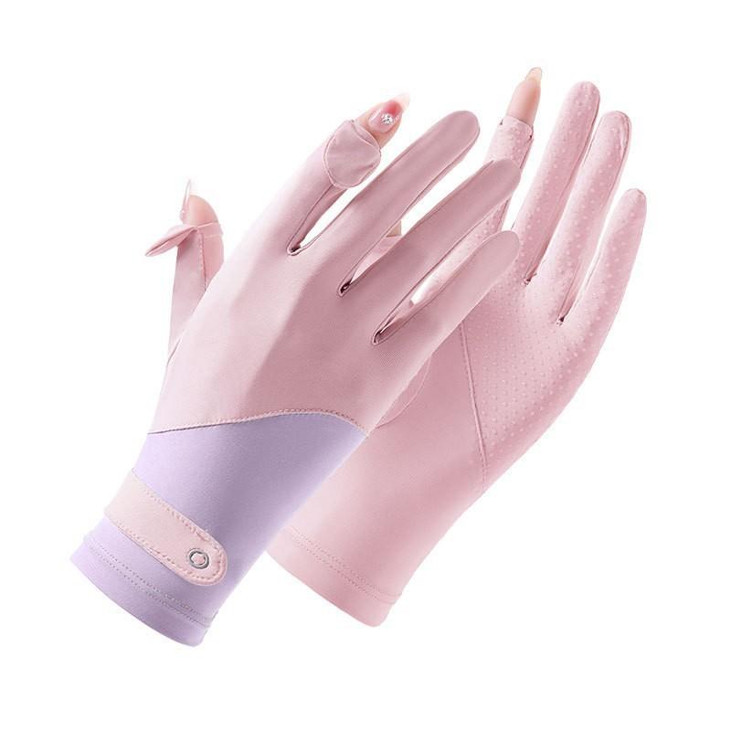 UV Protection Driving Gloves Women Lightweight Ice Silk Long Finger Anti-Slip Touchscreen Compatible Outdoor Cycling