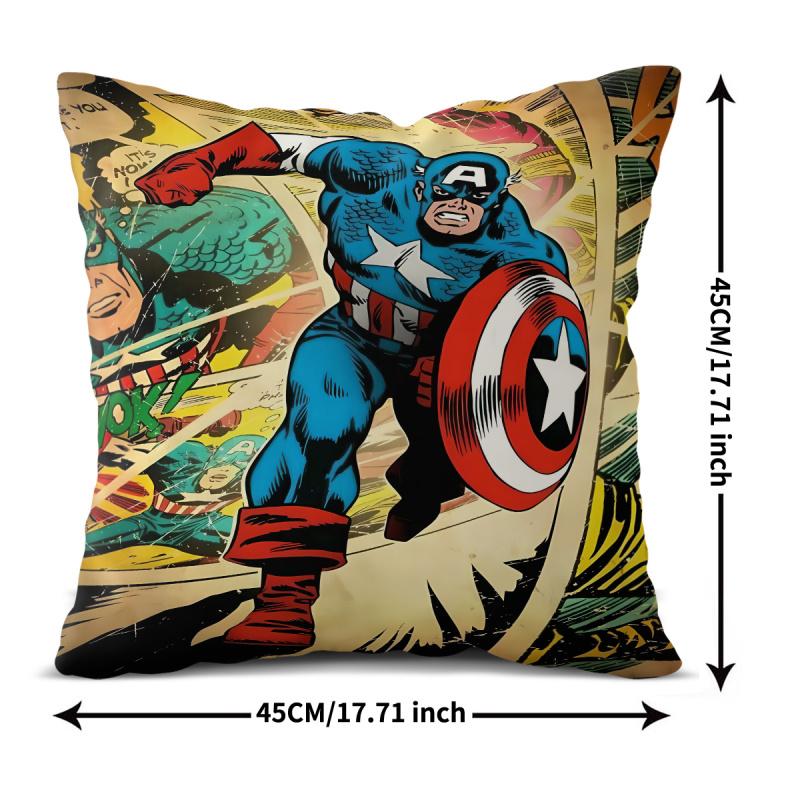 Captain America Throw Pillow With Insert Superhero Polyester Cushion For Sofa Couch Bed Kids Room Accent Pillow Marvel Fans Gift