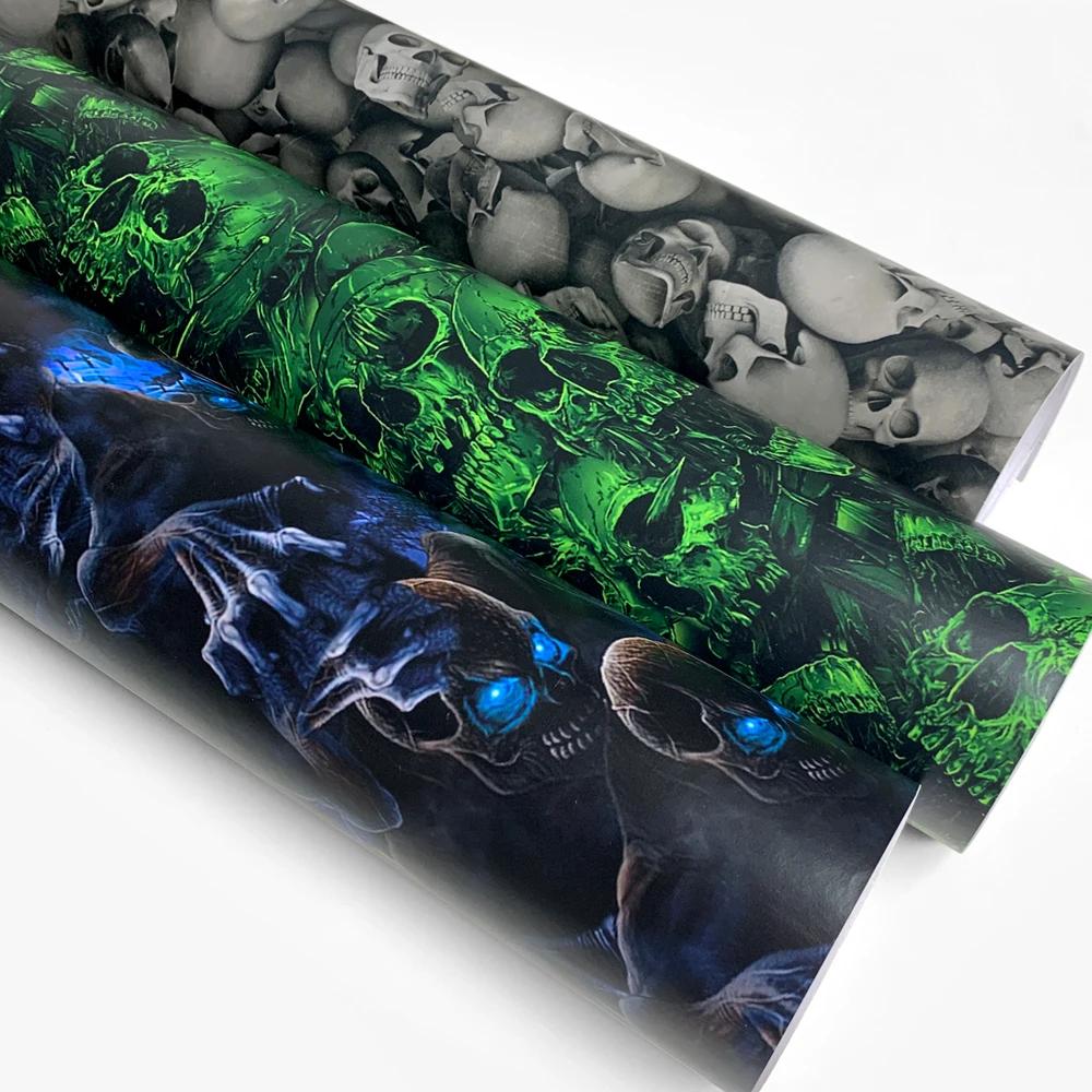 DIY Car Adhesive Vinyl Film for Motorcycle Vinyls Skull Texture Car Wraps Full Body Covering Waterproof Automotive Sticker Wrap