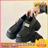Black Loafers Women's Platform One Pedal 2025 Spring and Autumn New French Japanese JK with Skirt Height-increasing Small Leather Shoes