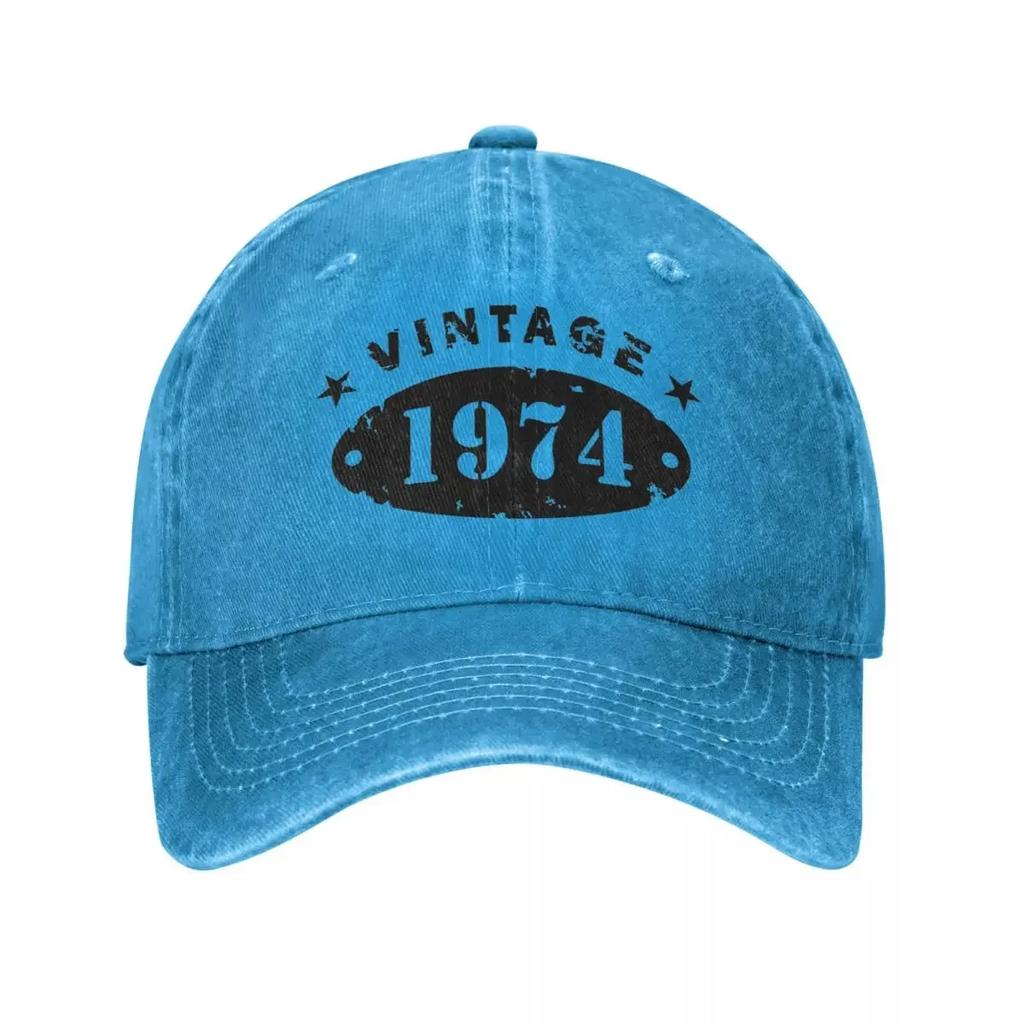 50 Anos Velho Retrô 1974 Pessoas Bonés de Beisebol Mercadoria Clássico Jeans Desgastado Lavado Presente de 50º Aniversário Chapéu de Viagem