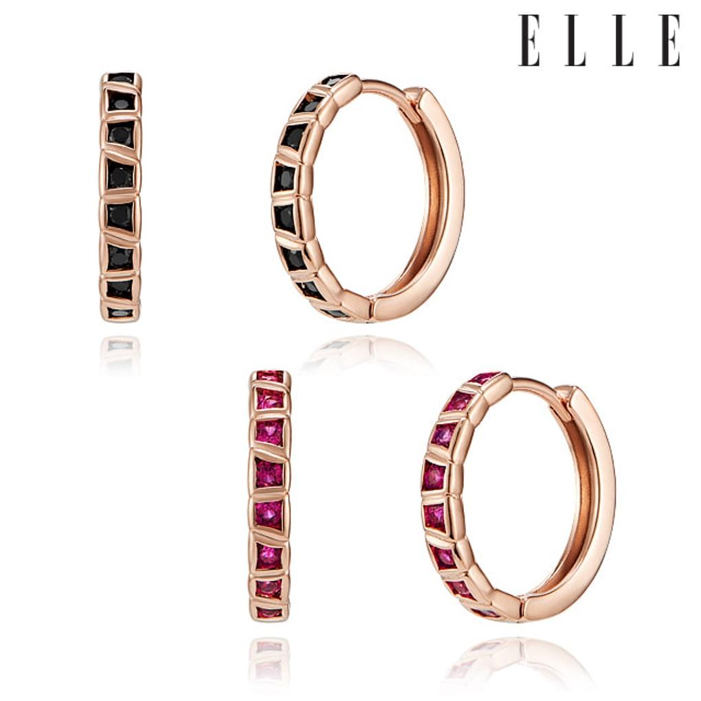 14K Colorful Ring One-Touch Earrings (Gold Pin) ELGPEE428