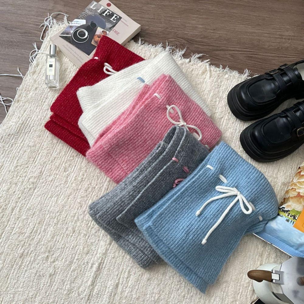 Warm Bow Drawstring Hat Korean Style Winter Gloves Cartoon Wool Bowknot Scarf  Ski