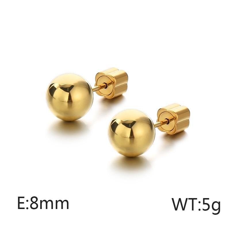 European & American Titanium Steel Round Bead Women's Stud Earrings - Simple Street Style Accessories