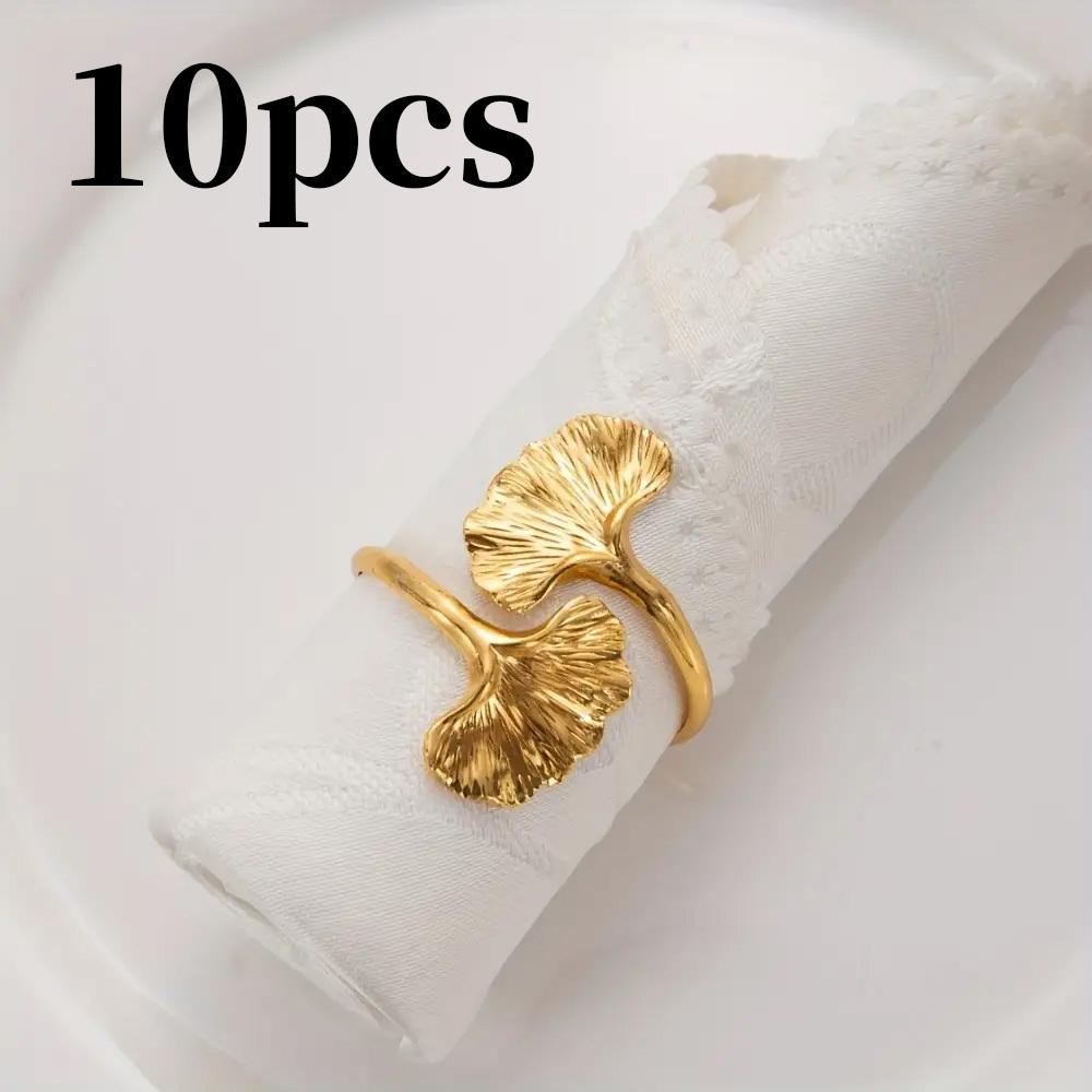 10 Stück Ginkgoblatt Serviettenringe, Geschirrclips, Blattserviettenring Serviettenhalter Geeignet für Geburtstag, Hochzeit, Bankettdekoration