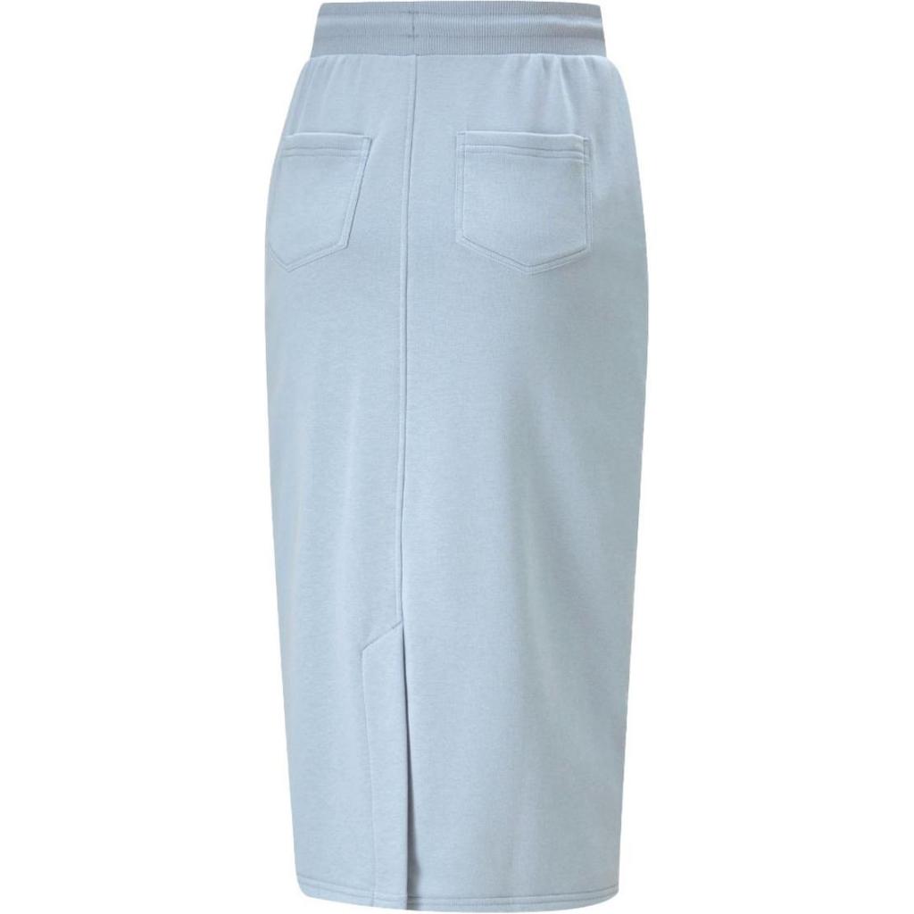 Puma Minimalist Brand Logo Comfortable Casual Knitted Long Dress Women Dresses Mist-Blue 533137-61