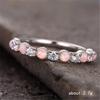 Trendy 14k Rose Gold Plated Opal and Diamond Wedding Ring - European & American Fashion