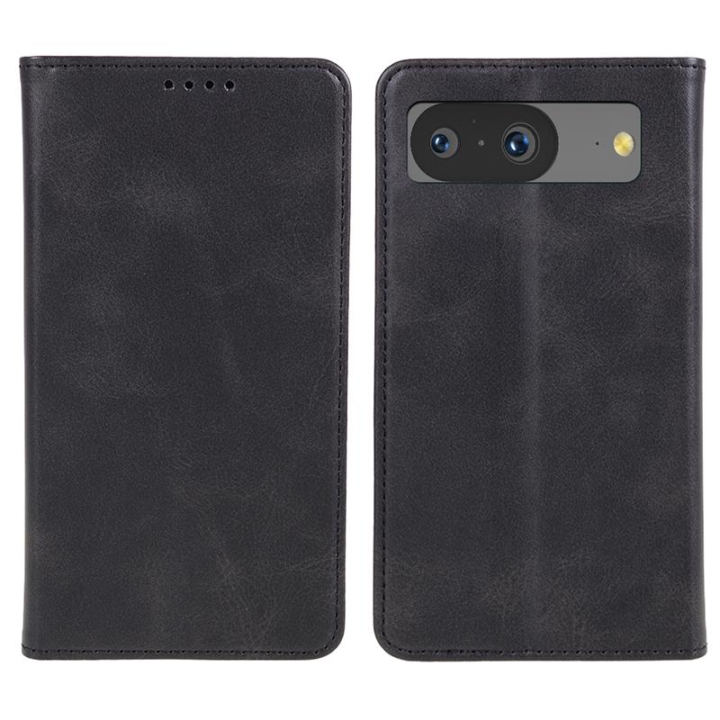 

For Google Pixel 8 Anti-drop Phone Cover Anti-Scratch PU Leather Stand Calf Texture Case Wallet Black