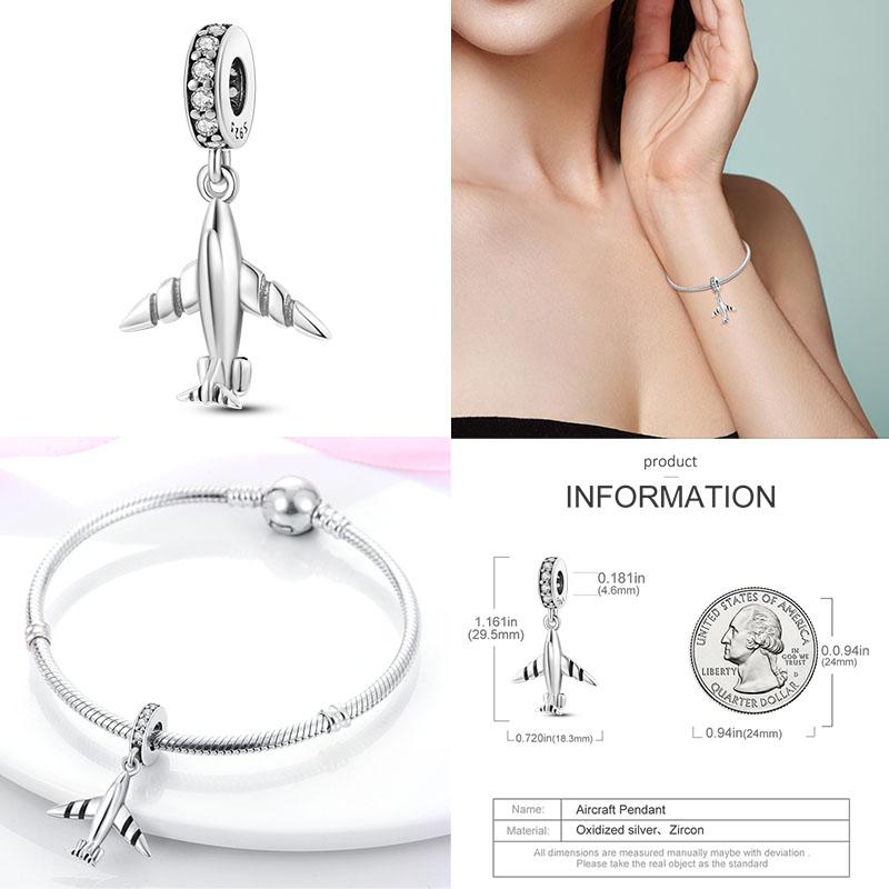 Charm Copper Travel Airplane Earth Beads Pendant Fit Original Bracelet Diy Fine Jewelry Charms