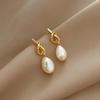 1 Pair Knotted Faux Pearl Dangle Earrings,Vintage And Elegant Knot Shaped Ear Studs Baroque Pearl Drop Earring,