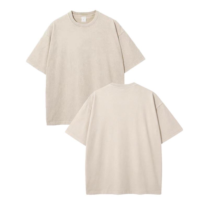 Herren Schweres Gewaschenes Vintage Lockeres Drop Shoulder Kurzarm T-Shirt