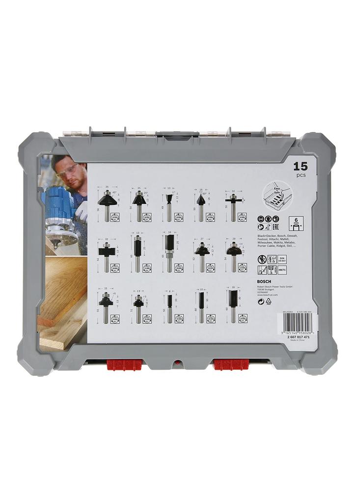 BOSCH Bit Set 15 2607017471 Router/trimmer (15 Types, Pieces)