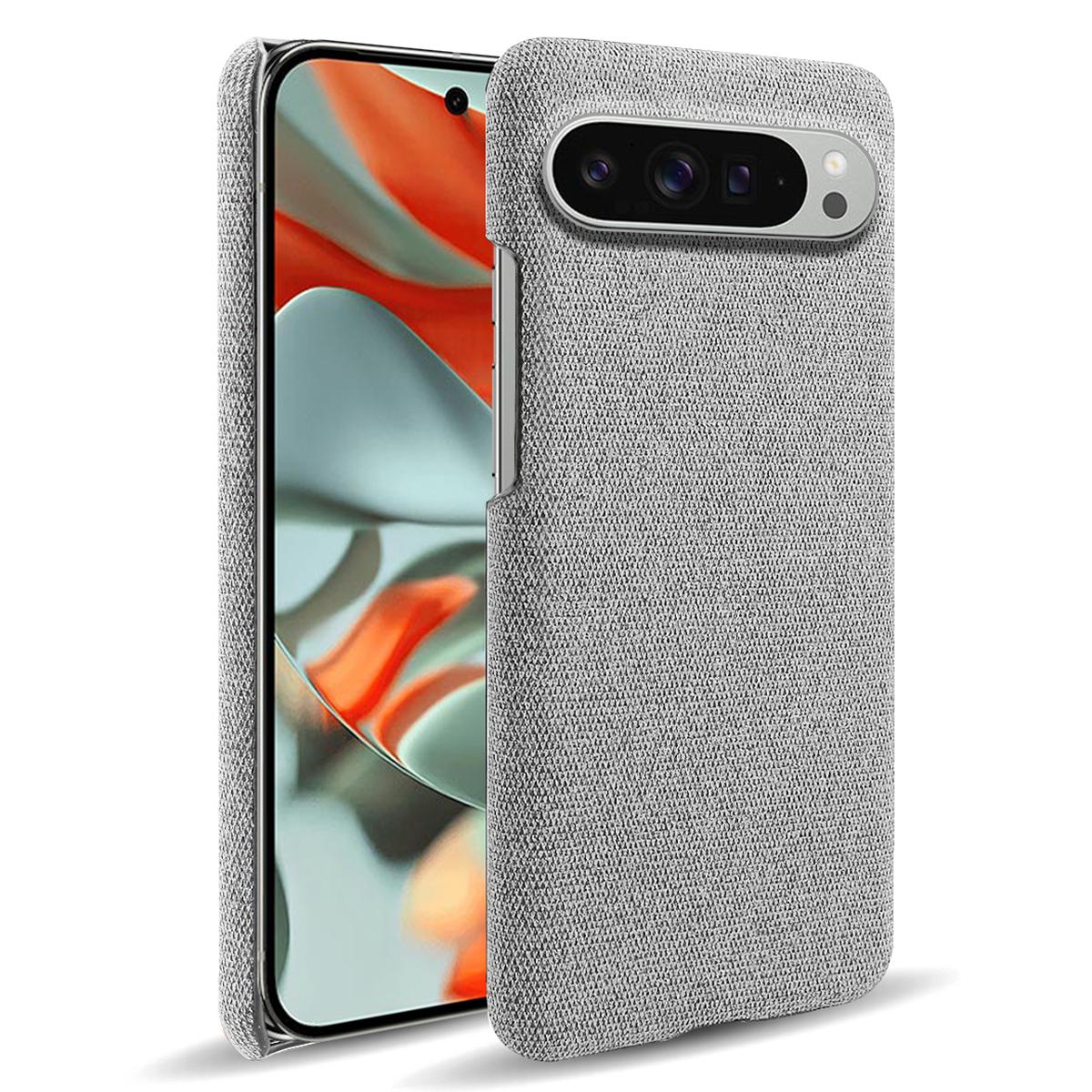 

For Google Pixel 10 Pro XL Phone Case Cloth Texture Anti-Scratch Protective PC Back Cover Light Grey