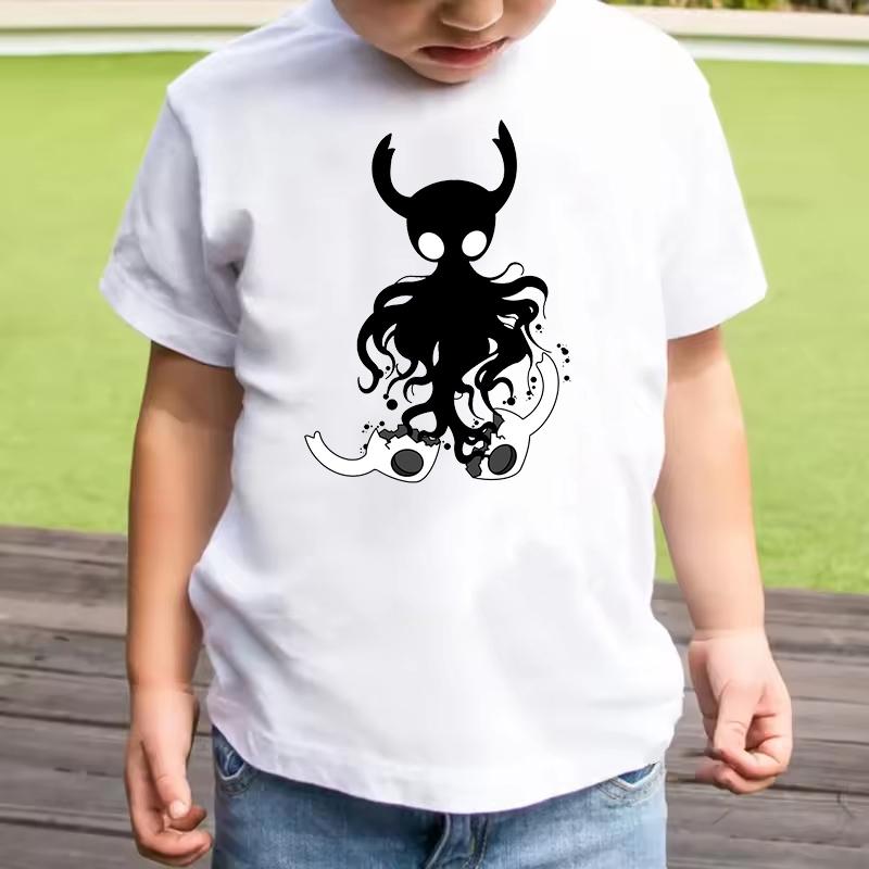 Anime Hollow Knight Kids T-Shirt Funny Cartoon Print Short Sleeve Casual Polyester Tee Boys Girls Summer Fashion Tops Birthday Gift