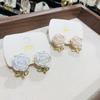 White Camellia Flower Dangle Earrings for Women French Elegant Summer Earring Sweet Woman's Party Jewelry Gift