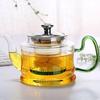 Heat-Resistant Glass Teapot Set with Stainless Steel Infuser and Colored Handle Teacups