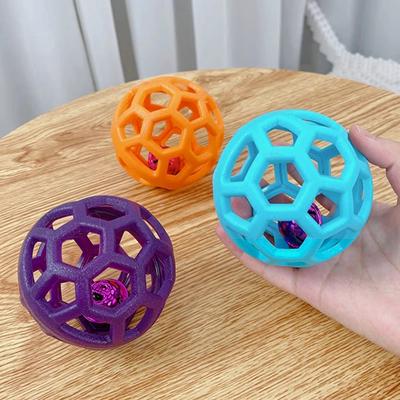Dog Chew Toy Natural TPR Ball with Bell Pet Interactive Training Game Cat Playing Outdoor Puppy Teeth Cleaning Molar Supplies