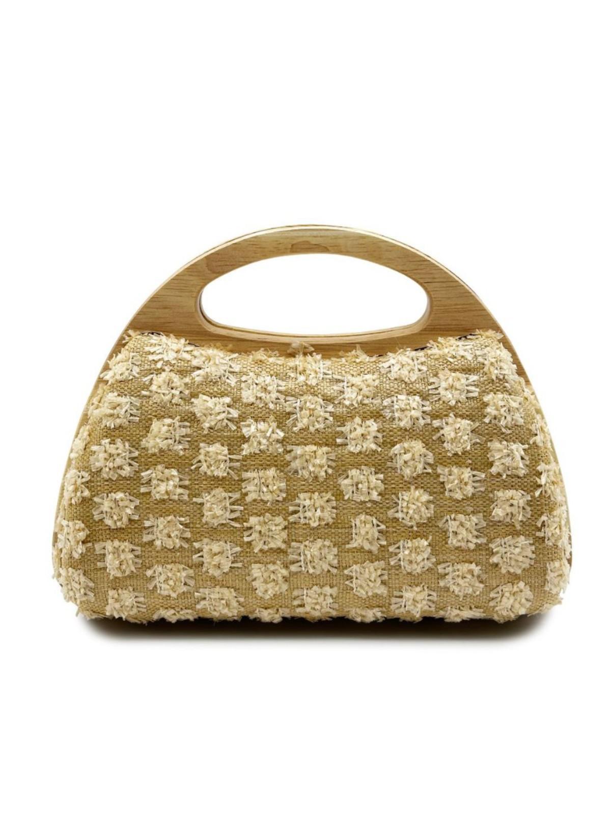 

Summer Crescent Straw Woven Clutch Bag Female Wooden Handle Clip Handbags Travel Beach Shopper Purses Tote Chains Shoulder Bag хаки