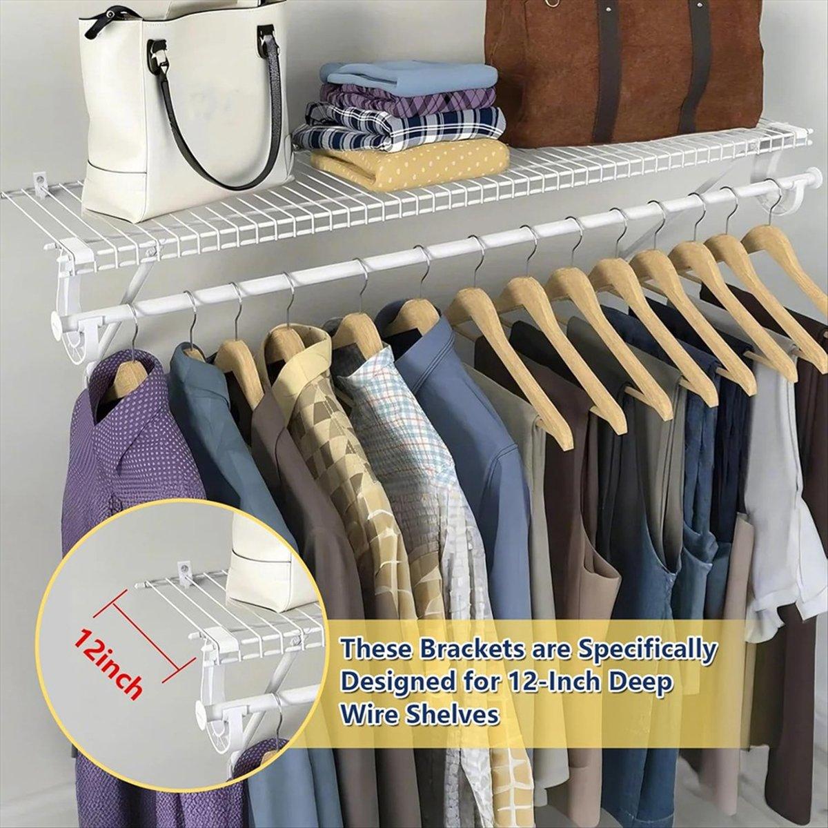 

2025+ 12 Inch Wire Shelf Brackets Set, Includes 6 Wire Shelf Clips and 2 End Brackets,Suitability for Wardrobe China Mainland