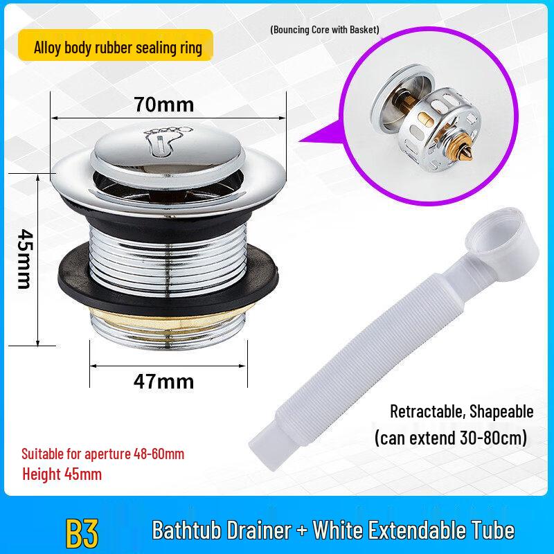 Bathtub Drainer and Pipe Kit