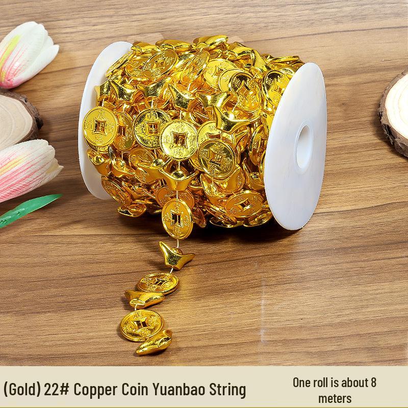 Lanț cu Mărgele Aurii și Argintii: Decorațiune Pom de Crăciun & Șir Decorativ DIY