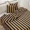 FY FIBER HOUSE Striped Flannel Throw Blanket - Soft Cozy Striped Blanket for Couch, Sofa, or Bed - 50"x60", Black Brown, All Season Use