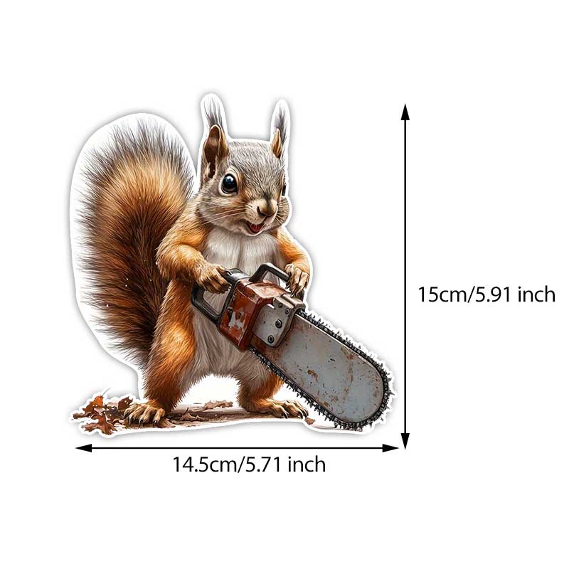 Squirrel With Chainsaw Car Sticker Vinyl Decal Waterproof Rear Window Motorcycle Camper Bumper Truck Laptop Decoration TM319